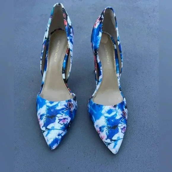 Saks Fifth Ave Felicity D'Orsay, 4-inch heel, Floral Print. EUC! - Picture 1 of 8